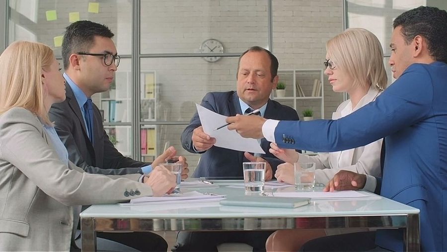 Managers in a business meeting